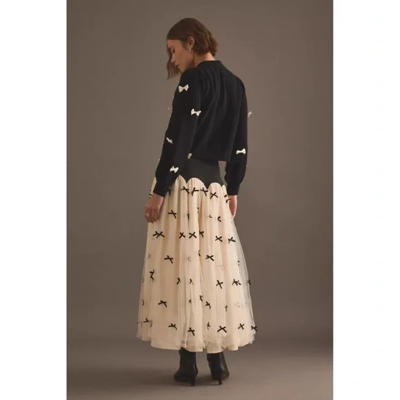 NWT Never Fully Dressed Bow Sophie Cardigan In Black - Picture 4 of 7